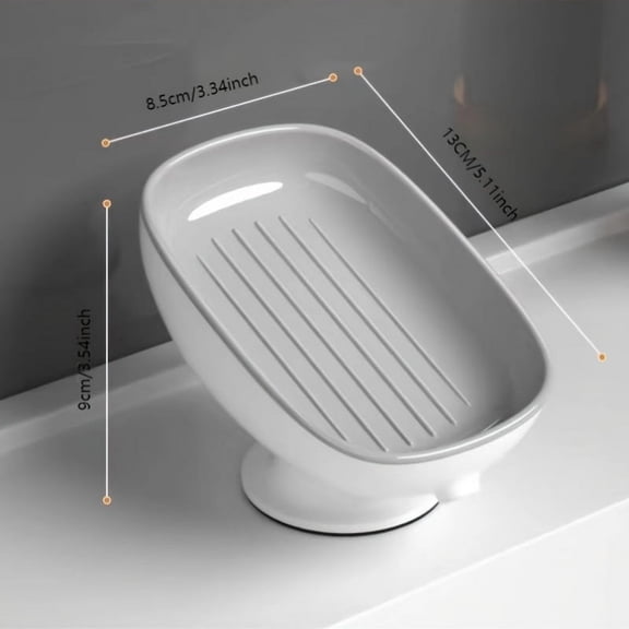 No Drill Wall Mount Soap Holder, Adjustable Wall Soap Dish with Removable Drain Tray, Rustproof Waterproof Soap Organizer, Space-Saving Storage Rack for Bathroom & Kitchen Sink