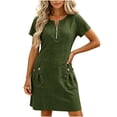thumbnail image 3 of Dvprdro Womens Casual Beach Mini Dress 2026 Cotton Linen Crewneck Sleeveless Front Zipper Pockets Loose A Line Dress Solid, 3 of 10