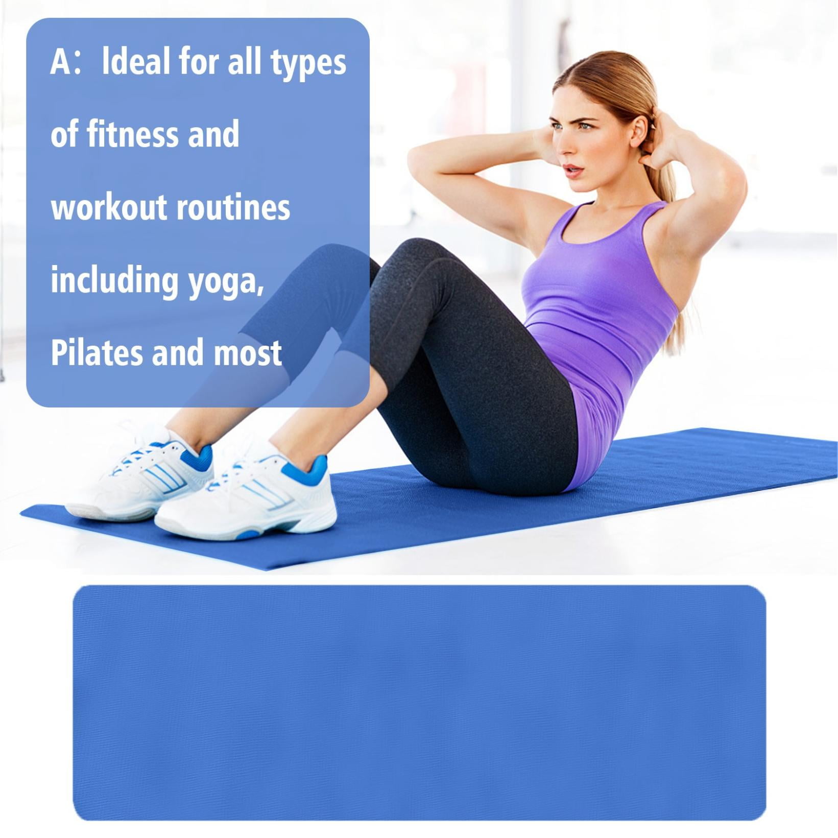 DGQPLPD Yoga Mat, 1/2-Inch Extra Thick High Density Exercise Mat, Anti-Tear Exercise Yoga Mat with Carrying Strap, Suitable for Various Yoga Exercises