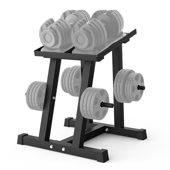 PAPABABE Adjustable Dumbbell Stand with 1 inch Plate Tree, Heavy-Duty Dumbbell Column Rack with 500LB Capacity - Compact Space-Saving Design, Anti-Tip Base & Ergonomic Height for Home Gym