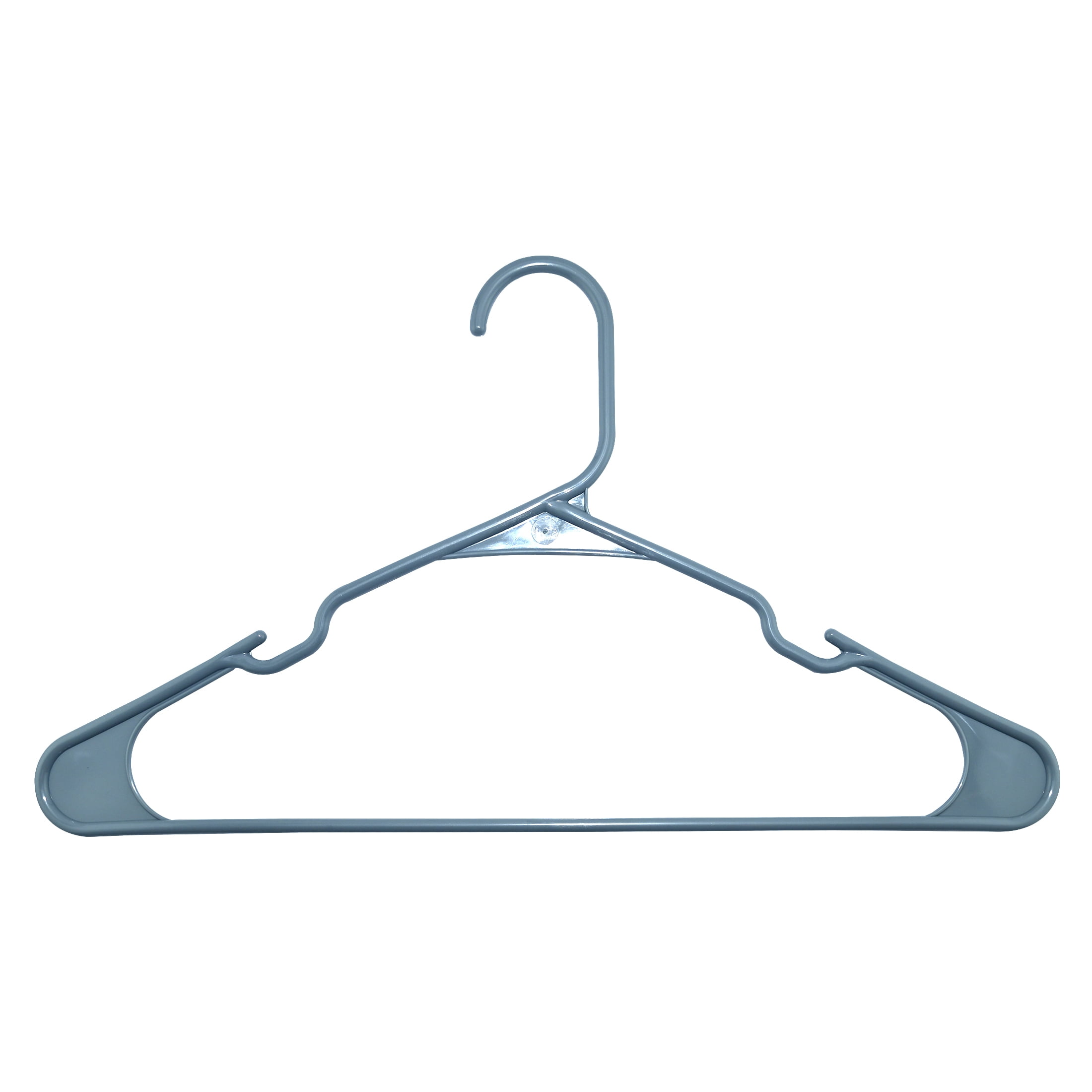 Mainstays Plastic Notched Adult Hangers for Any Clothing Type, Soothing Grey 18 Count