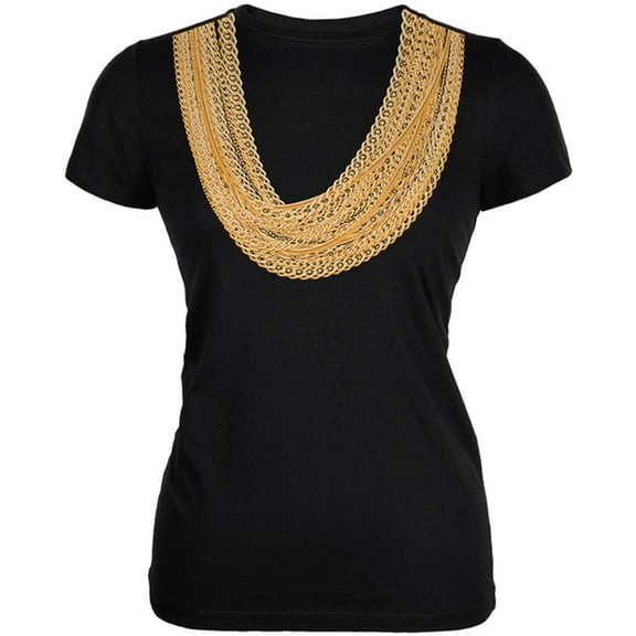 Gold Chains Black Soft Juniors T-Shirt - X-Large