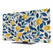 Indoor TV Cover for 24 Inch Flat Screen, Lemon Stretch Fabric Dust Proof TV Screen Protector, Watercolor Yellow Blue Fruit Branch Flower Slipcover Monitor Cover for LED LCD Smart TVs Desktop Computer