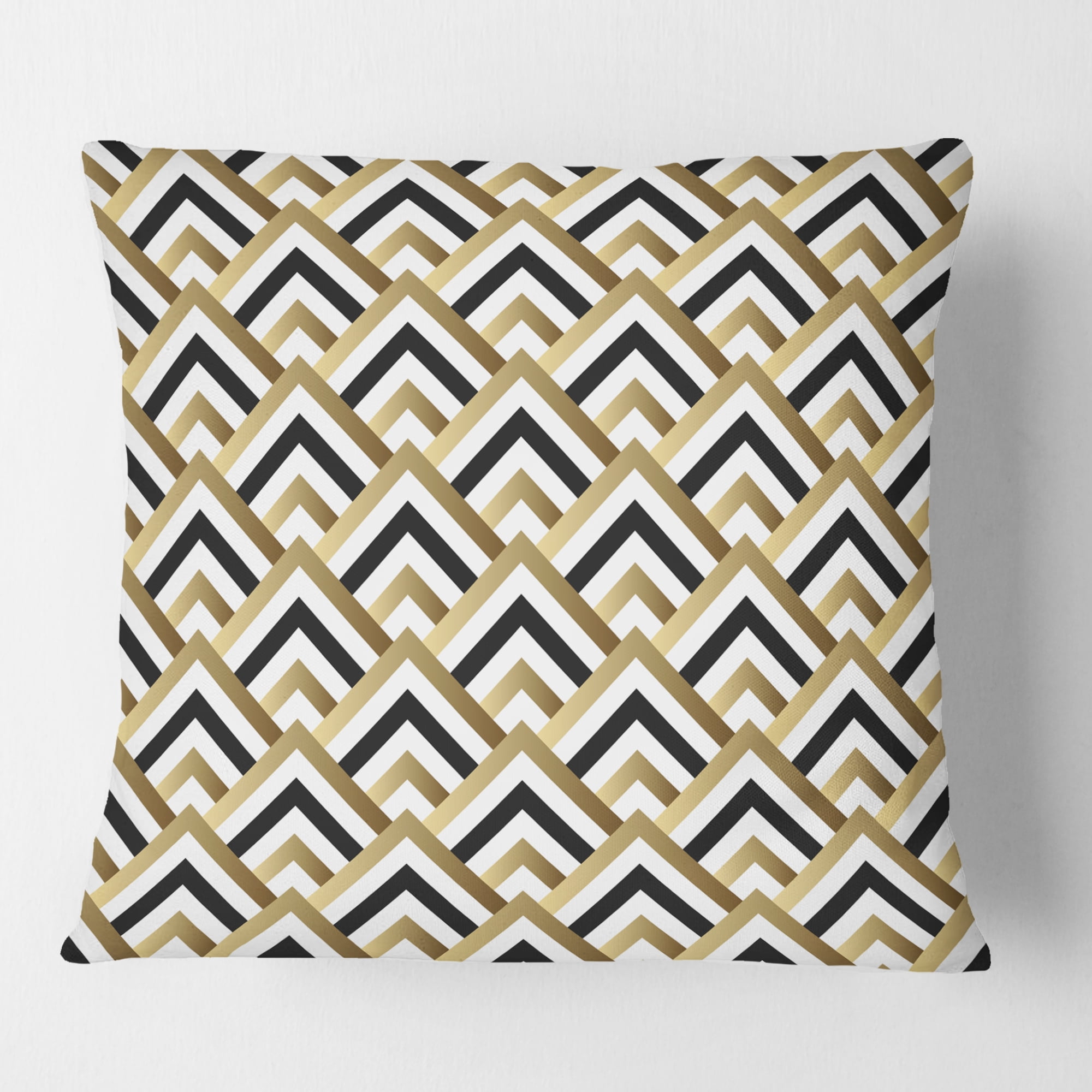 Designart Gold black and white triangle' Mid-Century Modern Throw Pillow - 18x18