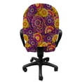 thumbnail image 3 of Vintage Office Chair Slipcover, Traditional Paisley Motifs Pattern Oriental Design Flower Ornaments Curvy Antique, Stretch Decorative Fabric Cover, Standard Size, Purple Yellow, by Ambesonne, 3 of 5