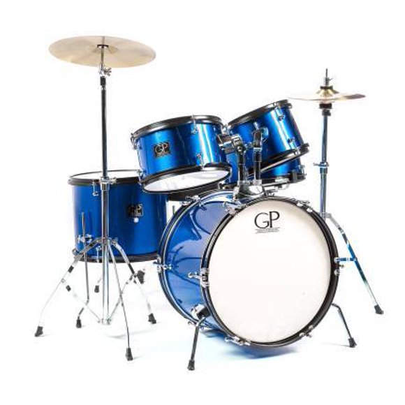 Granite Percussion JR5 5 Piece Junior Drum Set w/Cymbals, Throne & More