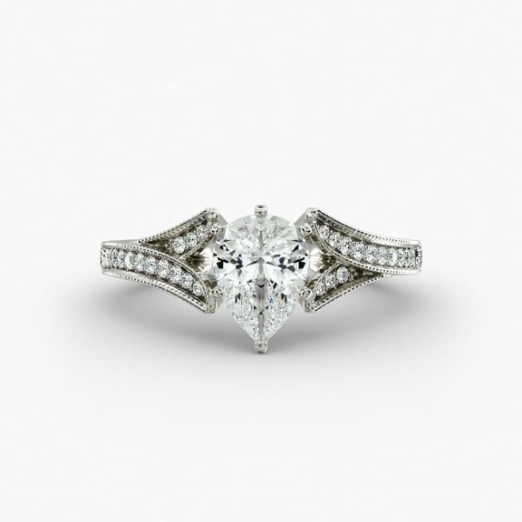 Best Jewel 14K White Gold Over Ring - Pear Excellent Cut 1.8 Ct Lab Created Diamond Statement Ring - Wedding Engagement Rings - Anniversary Ring for Women's - Solitaire Ring - New Year Gifts