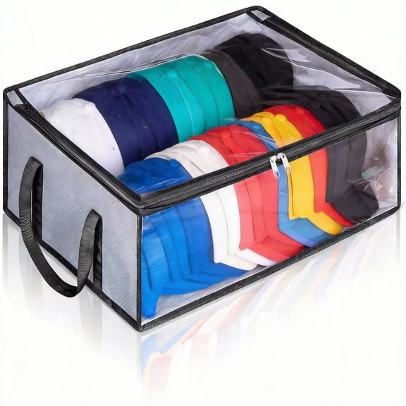 Hat Storage for Baseball Caps, Large Holds up to 40 Caps Wide Hat Organizer for Closet Snapback Holder, Grey