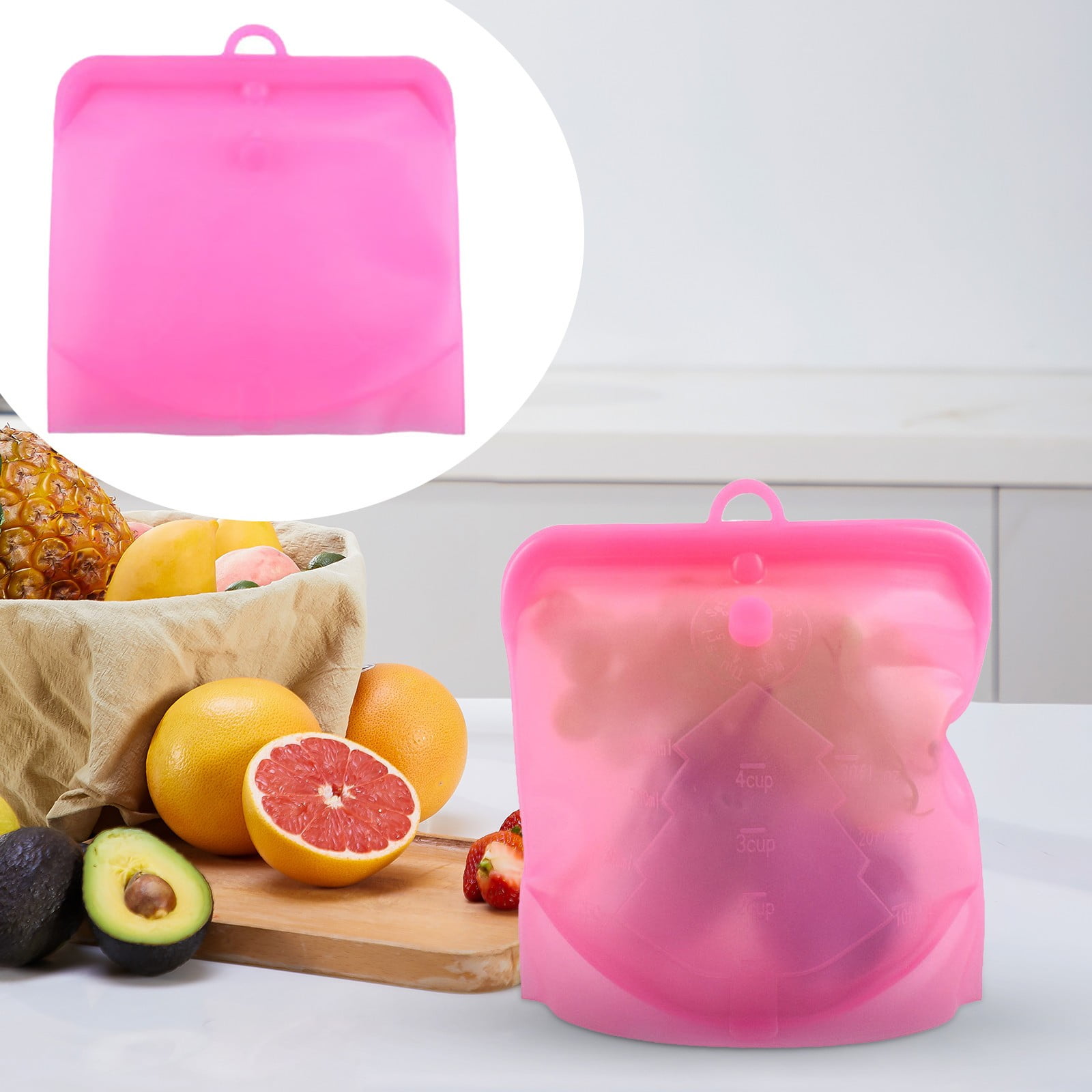 CRCMURE Sacs de Fermeture Couvercles Boîtes Sac de Rangement Alimentaire en Silicone Réutilisable Sac à Sandwich Sac de Congélation Scellé Sac à Collation Liquide Déjeuner Fruits Produits Frais / Meilleur Sac de Rangement et de Cuisson (1 Pce)