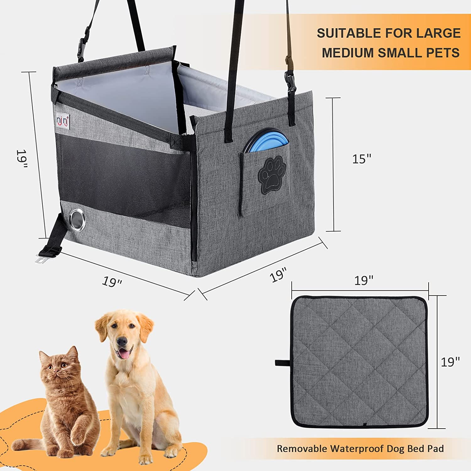 Pet Dog Car Seat Dog Car Seat Carrier Bag for Small Medium Large Dogs Back Seat or Front Seat Waterproof Cushion Breathable Mesh Walmart