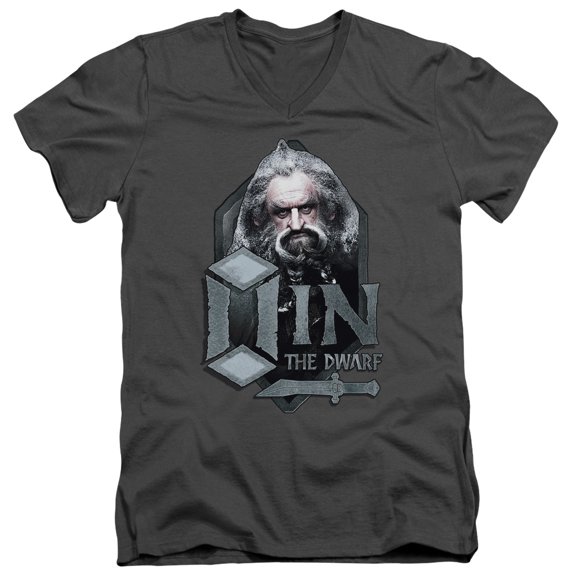 The Hobbit Oin S/S Adult V-Neck T-Shirt Charcoal