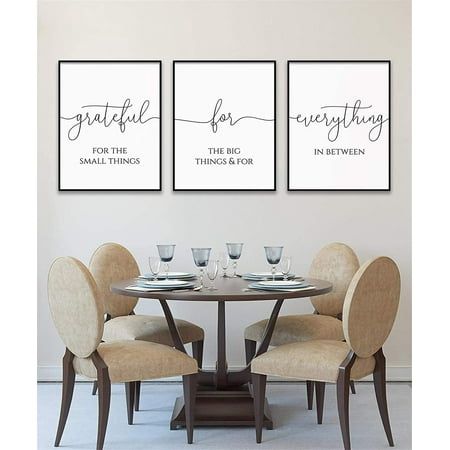 Modern Home Decor Motivational 3 Pieces Grateful For The Small Things For The Big Things And For Everything In Between Quote Posters Painting Canvas Artwork For Kitchen Decor