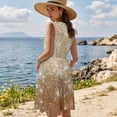 thumbnail image 2 of Garronmavis Brown Bling Hawaii Matching Couple Outfits Mens Button Up Shirt Fashion Summer Beach Shirts Size S and Casual Dresses for Women Polyester Vacation Sundress, 2 of 7