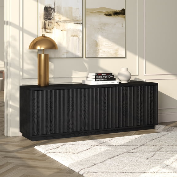 Bourne Rectangular Fluted TV Stand for TV's up to 75" in Black Grain