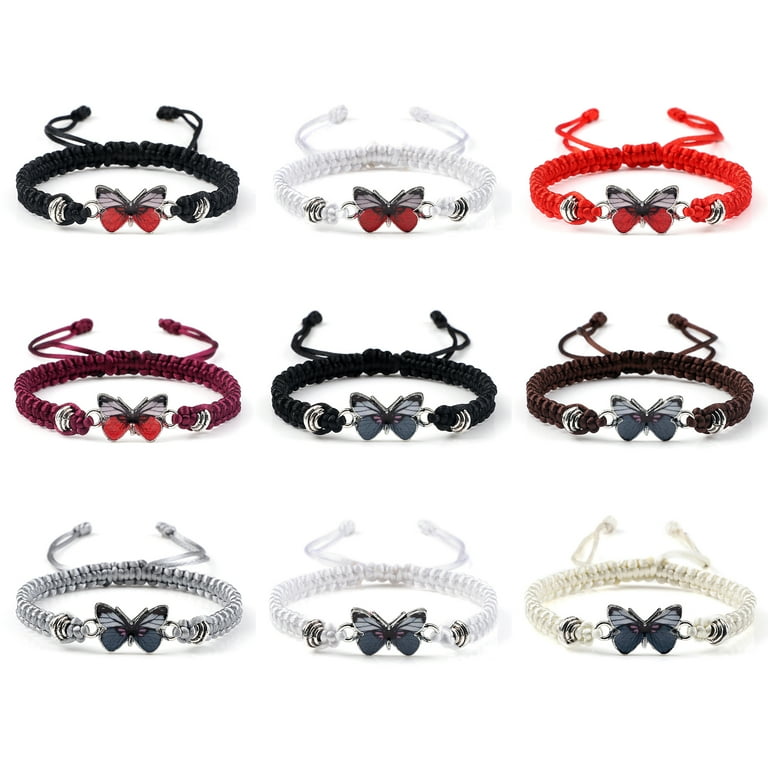 New Handmade Braided String Butterfly Bracelet For Women Red Rope