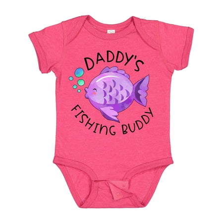 

Inktastic Daddy s Fishing Buddy with Cute Purple Fish Boys or Girls Baby Bodysuit