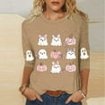 thumbnail image 2 of FDGIU Halloween Shirts for Women Women's Fashion Printed T-shirt 3/4 Sleeves Blouse Round Neck Casual Top Spooky Season Graphic, 2 of 4