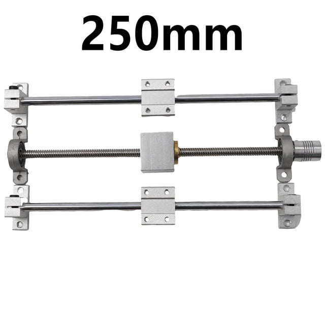 Horizontal 150/250/350mm T8 Dual Screw Rod Linear Rail Support Guide Set 250mm