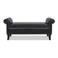 thumbnail image 4 of Kathy Roll Arm Banc d'Accent d'Entrée Vintage Noir Brun Simili Cuir, 4 of 14
