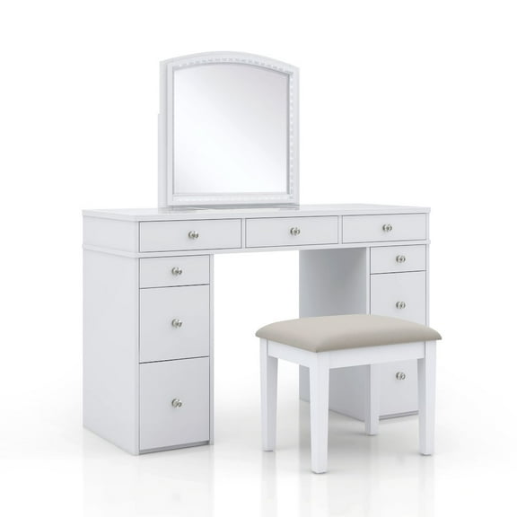 Furniture of America Galveston Solid Wood 3-Piece Vanity Set in White