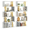 thumbnail image 1 of Gymax 2 PCS 5-Tier Geometric Bookcase 62-Inch S-Shaped Bookshelf w/ Metal Frame Gold, 1 of 10