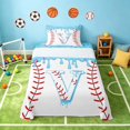 thumbnail image 2 of Manfei Cartoon Baseball Twin Sheets, Kawaii Letter VBedding, Light Blue V 3pcs(1 Flat Sheet, 1 Fitted Sheet and 1 Pillowcase), 2 of 6