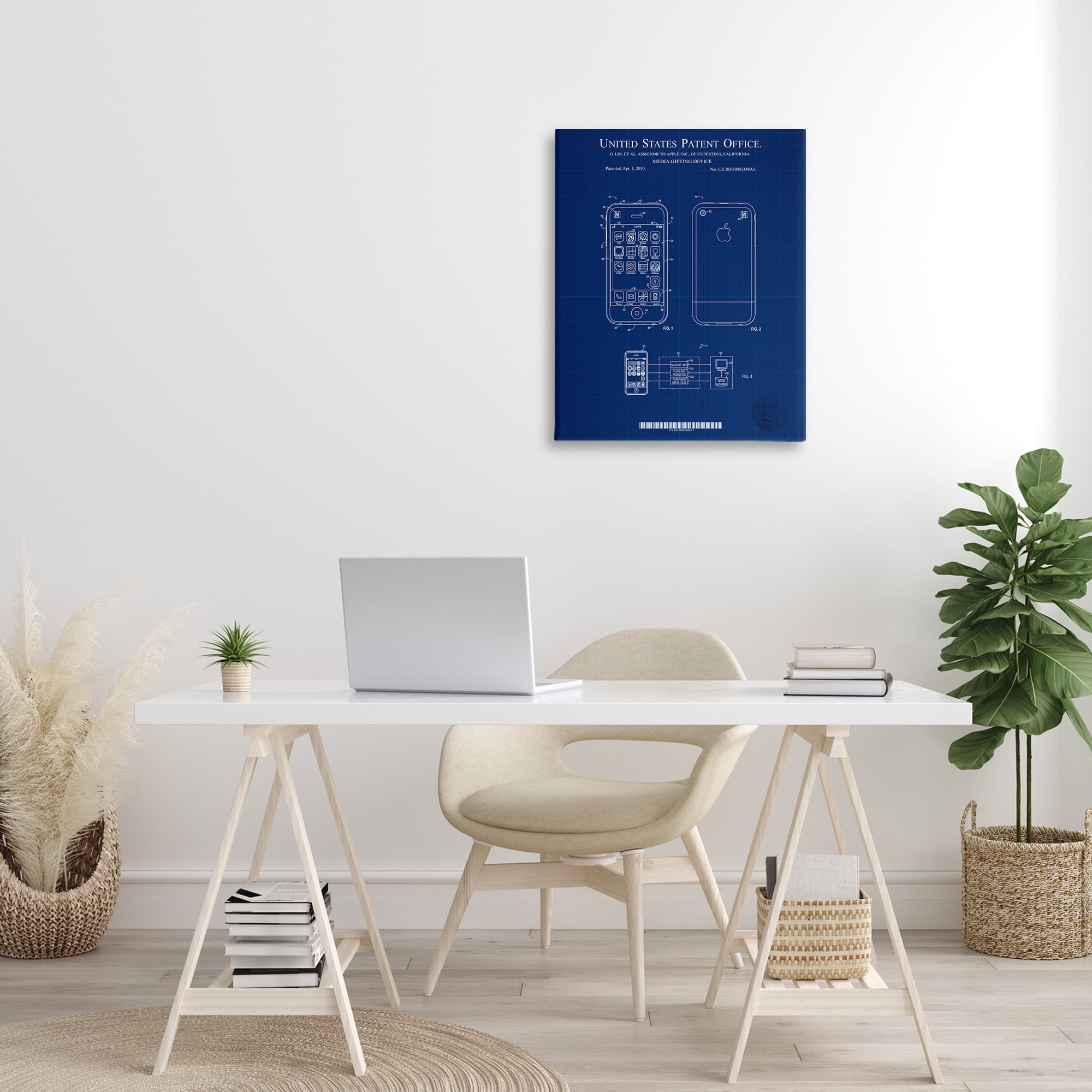 Stupell Industries Cell Phone Blueprint Typography Painting Gallery Wrapped Canvas Art Print Wall Art, 24 x 30