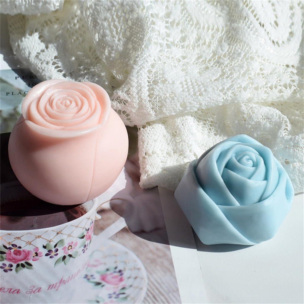 Large Flower Silicone Candle Mold DIY Handmade 3D Rose Candle Soap Plaster Resin Cake Baking Tool Home Decorations Gift