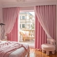 thumbnail image 2 of Bailu 2 Panels Stars Blackout Curtains for Bedroom Girls Kids Baby Window Curtain Double Layer Star Cut Out Aesthetic Living Room Decor Wall Home Decorations Curtain,W52 x L72 Inches,Pink, 2 of 7
