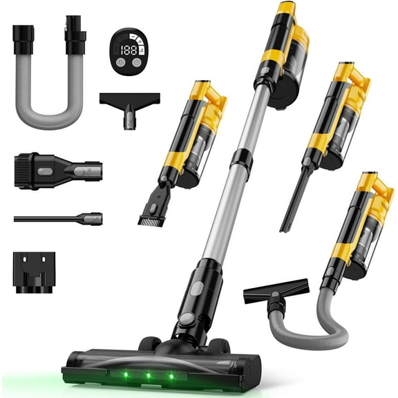 Cordless Vacuum Cleaner for DeWalt 20V Battery, 7-in-1 Lightweight Stick Vacuum with HEPA Filter, 35KPA Suction, 350W Brushless Motor, 3 Modes for Carpet, Floor, Car