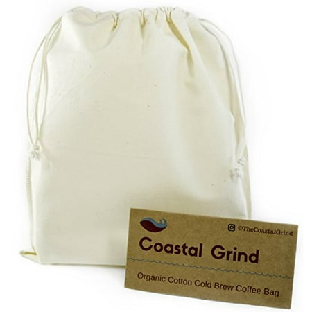 Coastal Grind Cold Brew Coffee Bag - Natural, Reusable, Organic Cotton Filter for Convenient Iced & Hot Coffee at