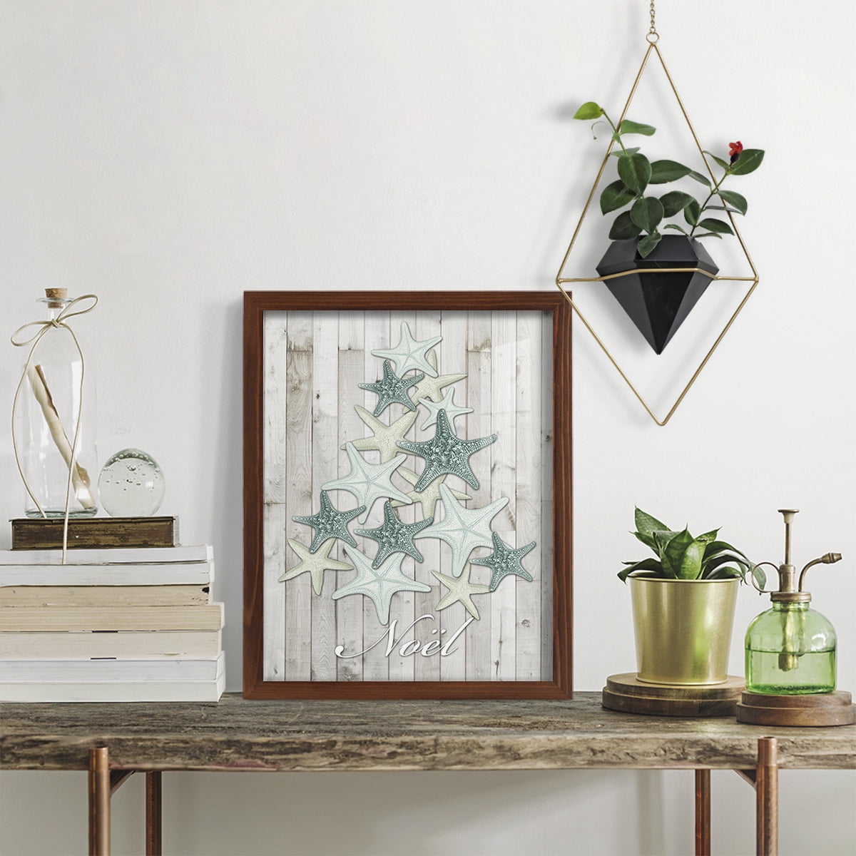 Coastal Christmas IV -Framed Print w/glass-Chestnut