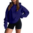 thumbnail image 2 of Sudadera con capucha Onlypuff para mujer, azul marino, poliéster/algodón, 3XL, 2 of 5
