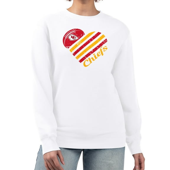 Women's G-III 4Her by Carl Banks White Kansas City Chiefs Heart Graphic Fleece Pullover Sweatshirt