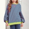 thumbnail image 2 of EnJoCho Toddler Kids Long Sleeve Pullover Sweater Tops Cotton Striped Knit Sweatshirt Baby Boys Loose Soft Crew Baby Girl Blouse, 2 of 4
