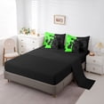 thumbnail image 5 of jejeloiu Black Cat Kitten 7pcs Bedding Comforter Set,Pet Animal Lover Queen Bedding Sets,Green Black Queen Sheet Sets For Men Women,Microfiber Bedroom Decor Reversible, 5 of 8
