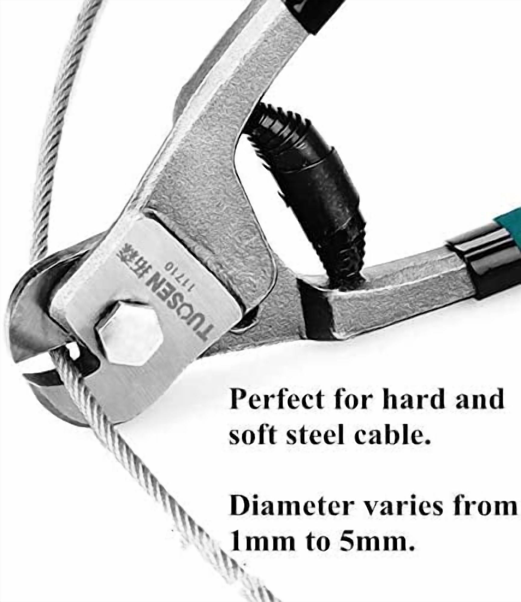 ABCISI 8 Inch Steel Wire Rope Cutter, Inner Outer Bicycle Brake Shift Cable Cutting Pliers, Heavy Duty Multifunction Pincers Tool for Soft Hard Cable Decking,Railing,DIY Projects,Clothes line,Winches
