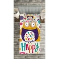thumbnail image 3 of Ambesonne Owl Quilted Bedspread Set 2 Pcs, Funny Greeting Doodle Art, Twin Size, Multicolor, 3 of 3