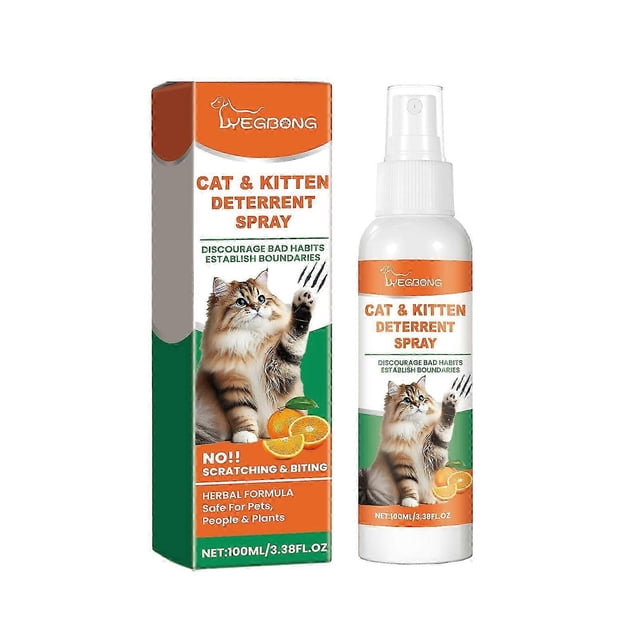 Spray disuasorio para gatos, spray antiarañazos natural para gatos, sin estimulación, fragancia de naranja, protectores de muebles para sofá, 1 unidad