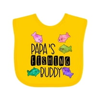 Inktastic Papa's Fishing Buddy with Colorful Fish Boys or Girls Baby Bib