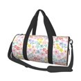 thumbnail image 2 of Xecao Retro Floral print Round Travel Duffel Bag is a foldable gym bag with an inner pocket, perfect for travel sports, 2 of 8