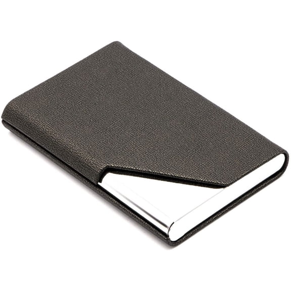 Simyoung Business Name Card Case - PU Leather & Stainless Steel Multi Card Case Holder Wallet Credit Card ID Case/Holder for Men & Women - Bronze