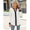 thumbnail image 2 of Womens Tops Dressy Casual Long Sleeve Business Knit T Shirts V Neck Pleated Work Blouses Loose Fall Trendy Clothes, 2 of 5