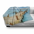 thumbnail image 3 of Pier Soft Flannel Fleece Throw Blanket, Tropical Seascpae with Wooden Jetty and Fascinating Ocean Sky Photo, Cozy Plush for Indoor and Outdoor Use, 70" x 90", Pale Sky Blue Sand Brown, by Ambesonne, 3 of 6