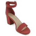 thumbnail image 4 of Cityclassified Shoes Women Low Chunky Block Heel Sandals Open Toe Ankle Strap CAKE-S Lipstick Red Nubuck Suede 7.5, 4 of 5
