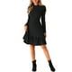 thumbnail image 2 of INSPIRE CHIC Vestido de Suéter para Mujer con Cuello Redondo, Manga Larga Abullonada, Bolsillos Laterales, Color Sólido, Talla S, Negro, 2 of 6