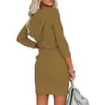 thumbnail image 3 of Gvmfive Women's Sexy Zipper V Neck Long Sleeve Drawstring Mini Dress, 3 of 4