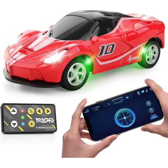 Funtogether Toys 1/64 Mini RC Car for Kids Age 4-12, 2.4GHz Remote Control with 3 Speed Modes, Rechargeable Desktop Race Car Toy