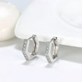 thumbnail image 2 of Hexagon Hoop Earrings for Women Sterling Silver Clear Pave Cz Ginger Lyne Collection, 2 of 7