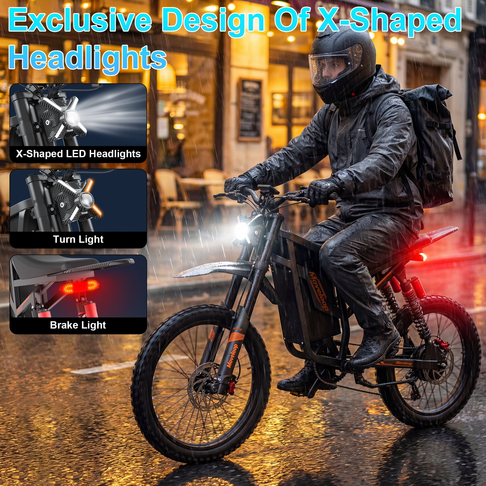 Moveloop Electric Bikes for Adults, 3000W Peak 35MPH Dirt Ebike, 48V 22.4AH Battery, 19" Off-Road Tire Electric Mountain Bike, UL2849, NFC Unlock